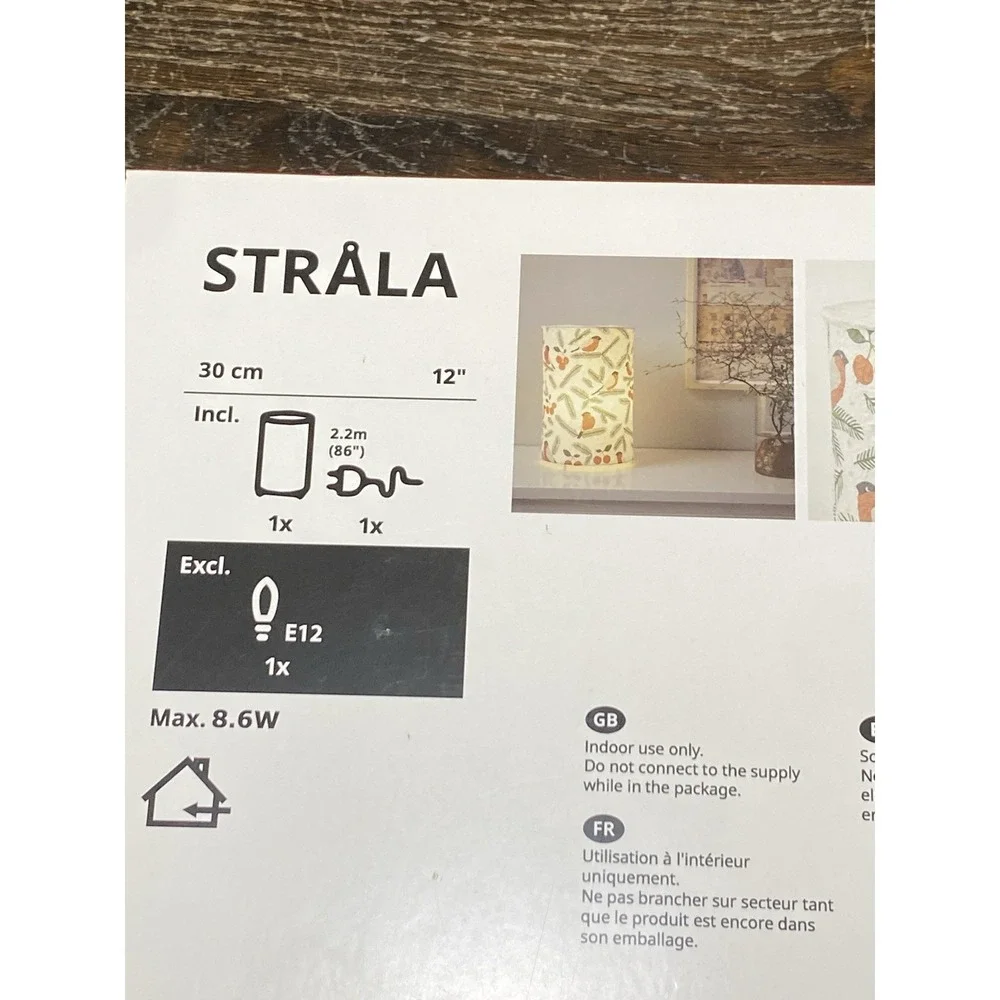 Ikea Strala Table Lamp Birds Handmade Rice Paper NEW 12
